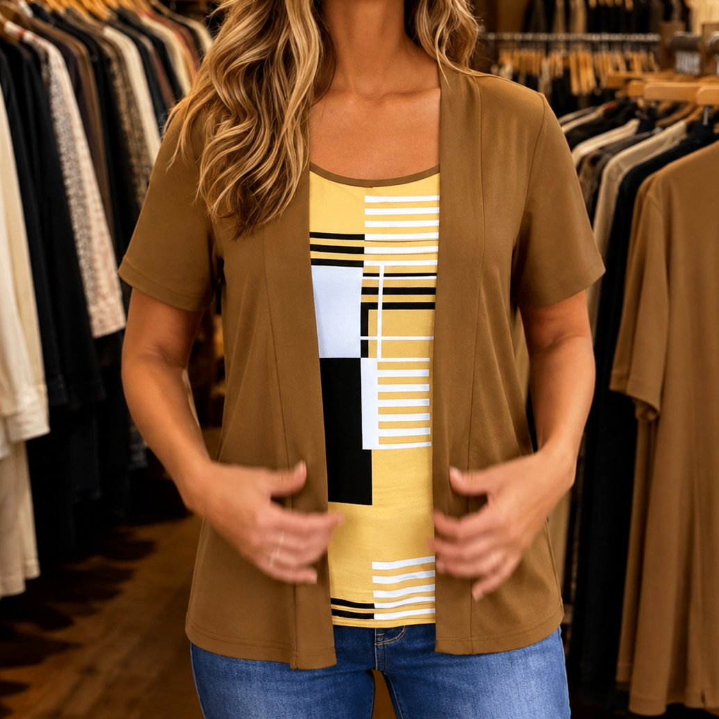 Colour Block Tank And Cardigan Set