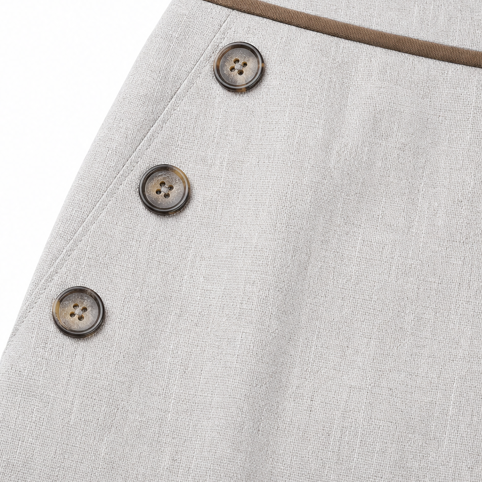 Contrast-Trim High-Waisted Wide-Leg Trousers