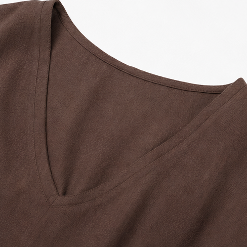 Pocketed Loose-Fit V-Neck Maxi Dress