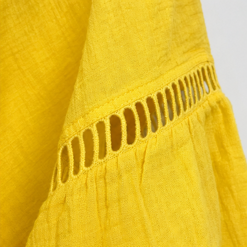 Crochet-Trim Button-Front Tunic Dress