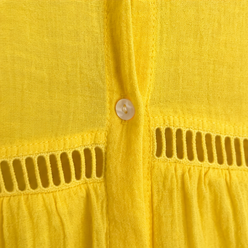 Crochet-Trim Button-Front Tunic Dress