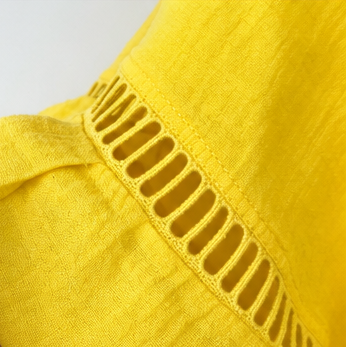 Crochet-Trim Button-Front Tunic Dress