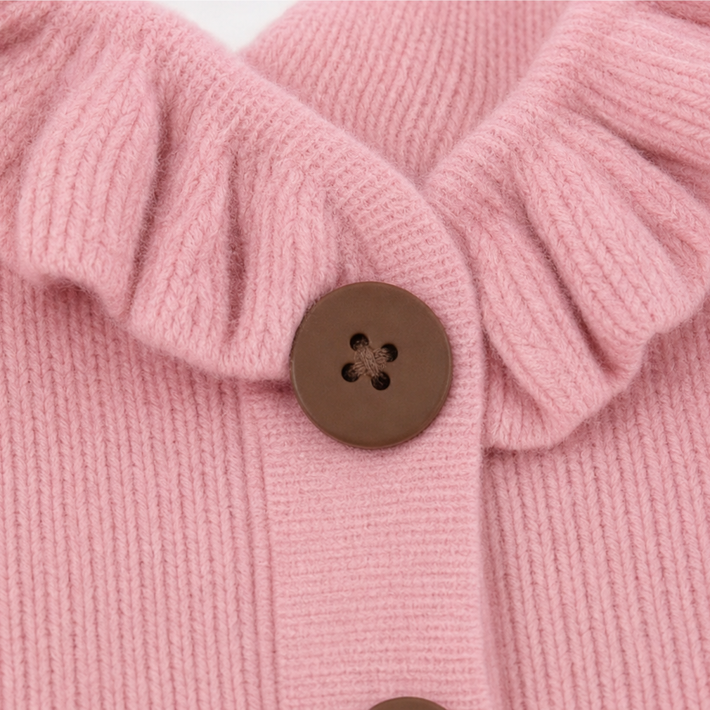 QUEENWAY | Ruffle Collar Stretch-Knit Cardigan
