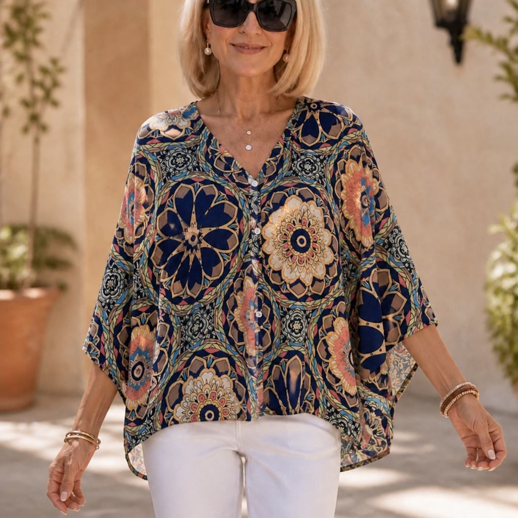 V-Neck Blouse With A Drape That Skims, Not Clings