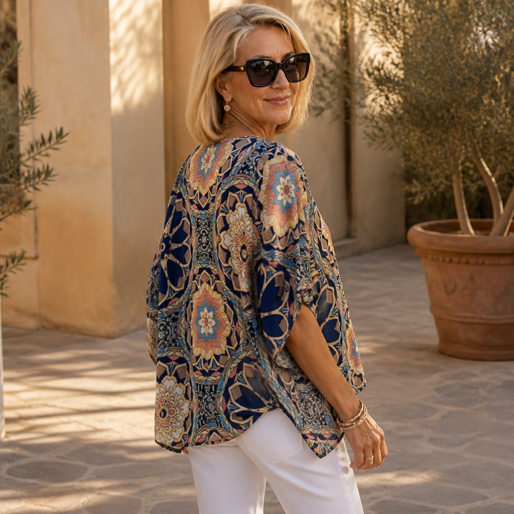 V-Neck Blouse With A Drape That Skims, Not Clings