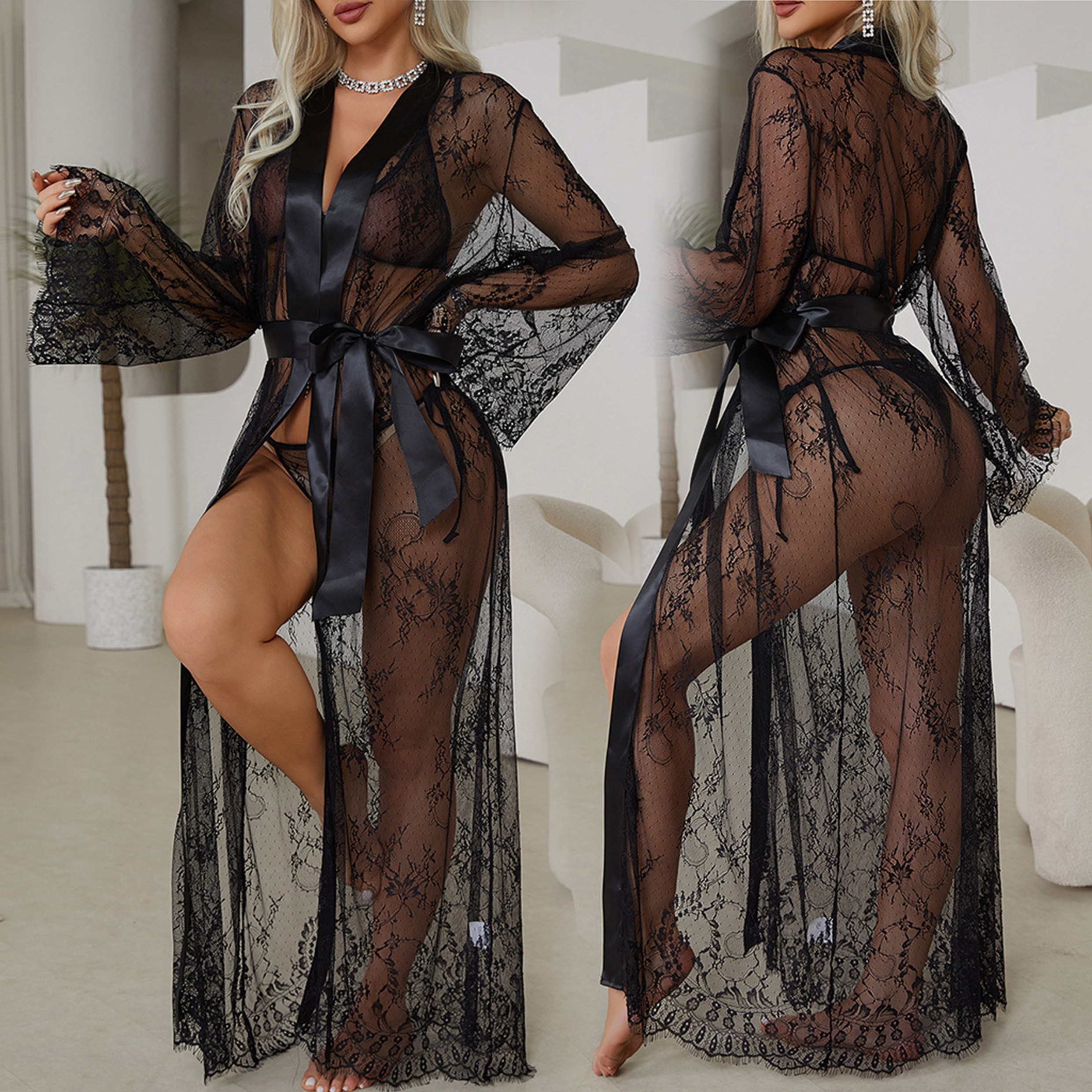 Sexy lace nightgown set