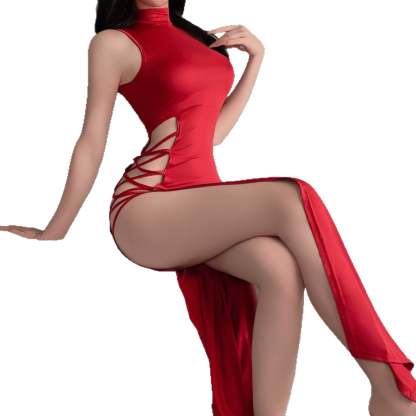 Sexy High-Slit Lace-Up Mini Dress – Temptation Redefined