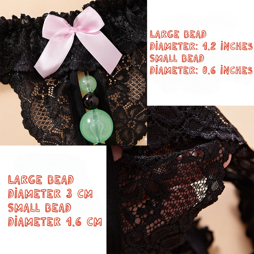 Glow-in-the-Dark Pearl Lace Thong – Sensual Massage & Sheer Temptation