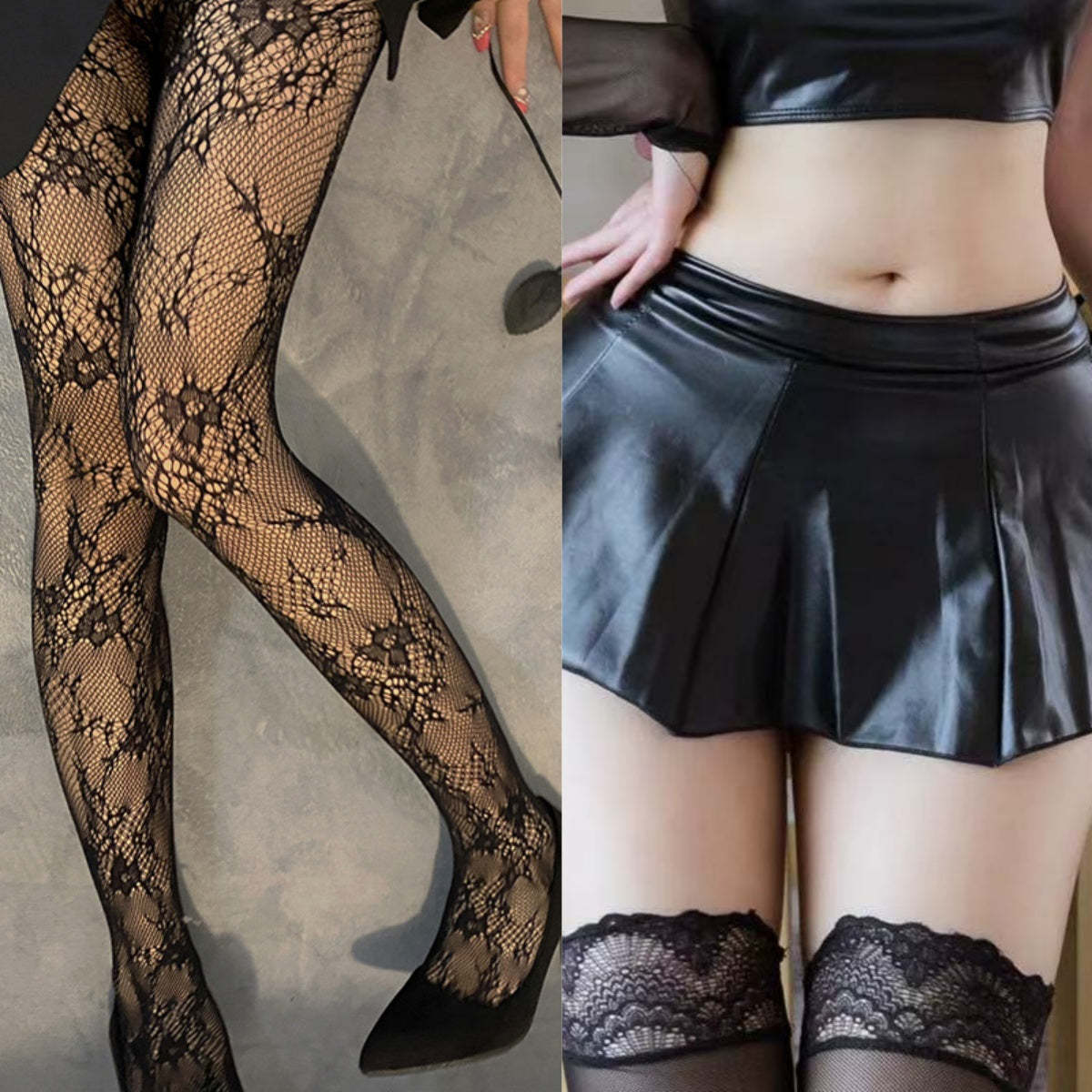 Sexy Faux Leather Micro-Pleated Skirt - Playful Hip-Length