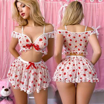 Strawberry Print Lace Pajamas
