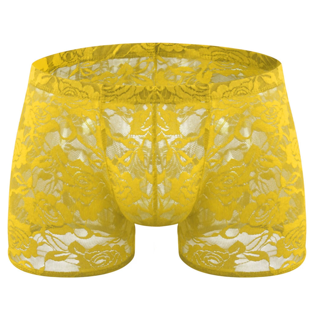 Rose lace transparent mesh panties