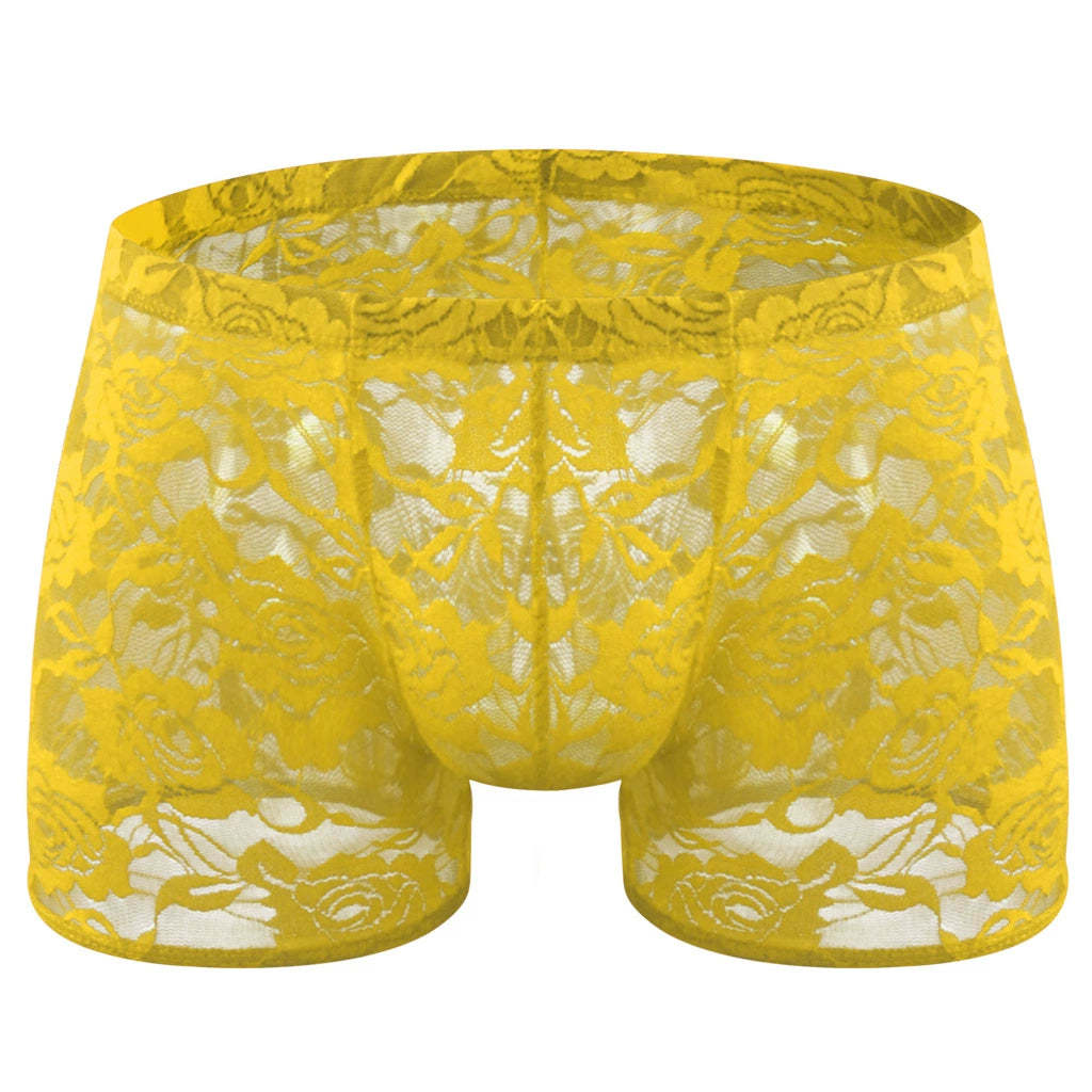 Rose lace transparent mesh panties