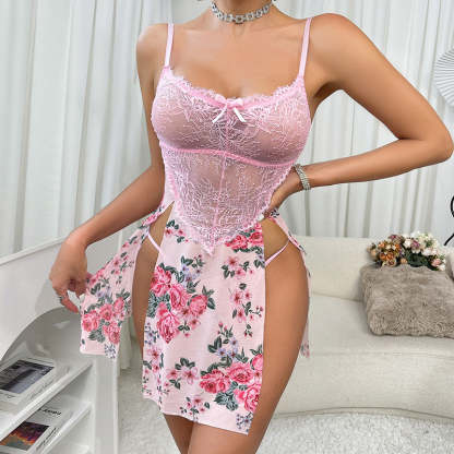 Sexy See-Through Floral Dress