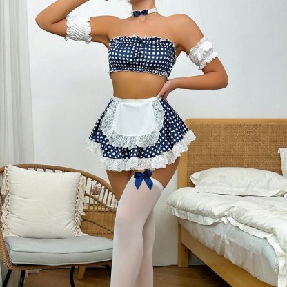 Sweet lace plaid lingerie set