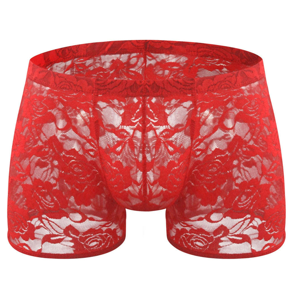 Rose lace transparent mesh panties