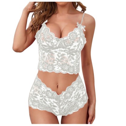 Sheer lace two-piece lingerie set