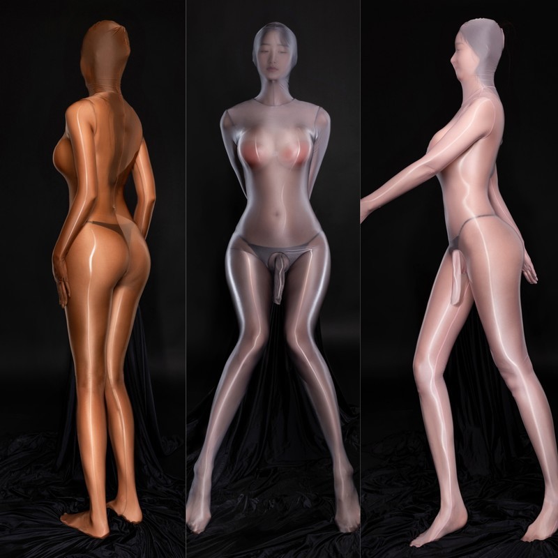 Plus-Size Zip-Up Glossy Silky Full-Cover 