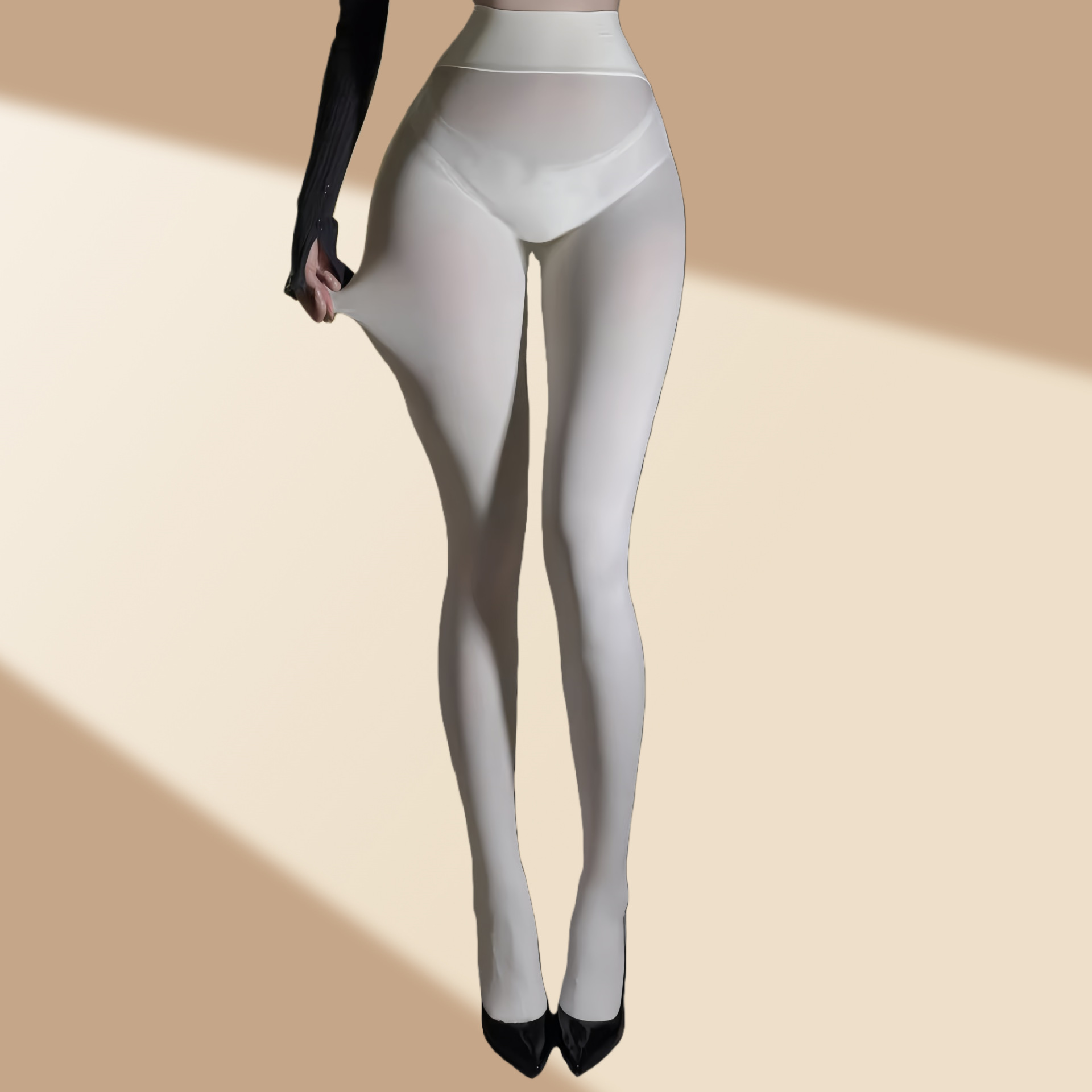 Seamless Black Velvet Silky Pantyhose 