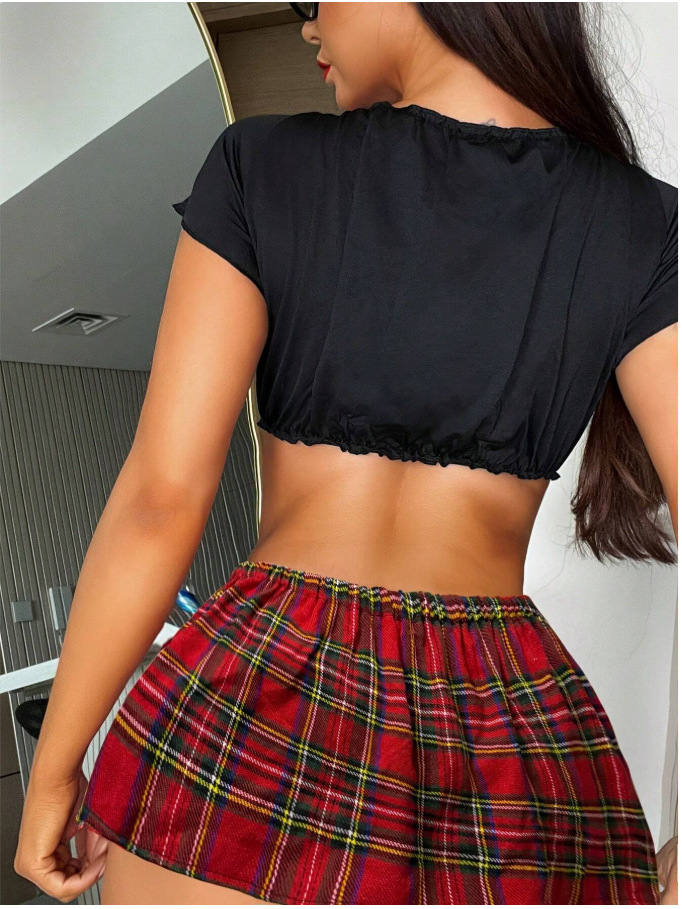 Sexy Plaid School-Inspired Lingerie Set
