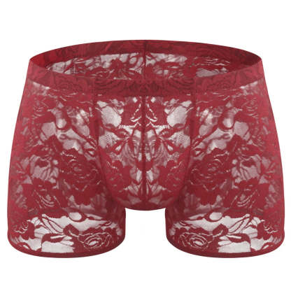 Rose lace transparent mesh panties