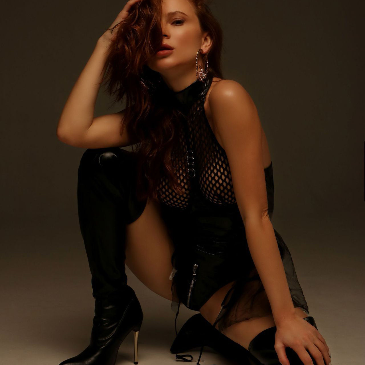 High-grade sexy lace black silk pajamas set