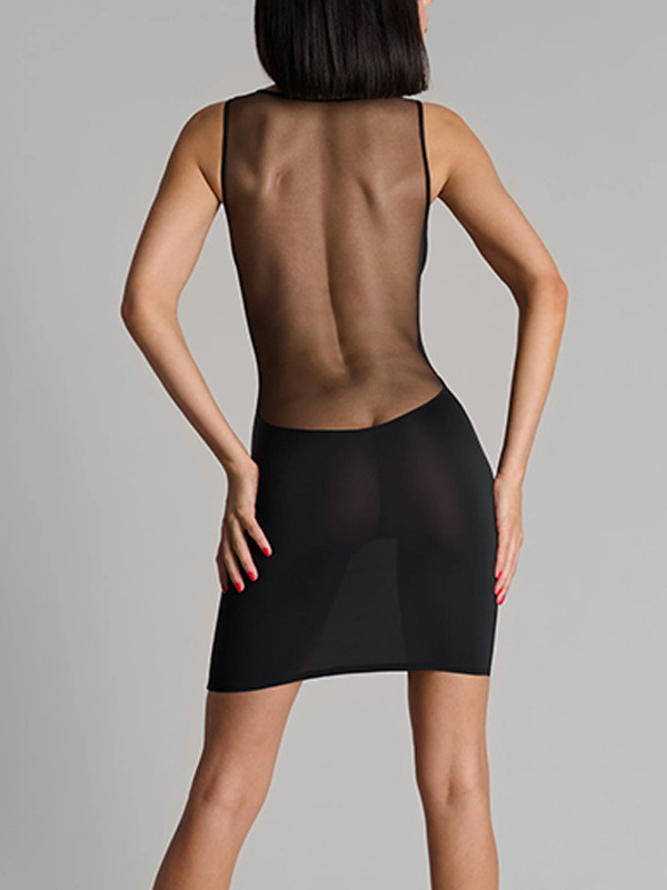  Halter Neck Sheer-Panel Bodycon Dress