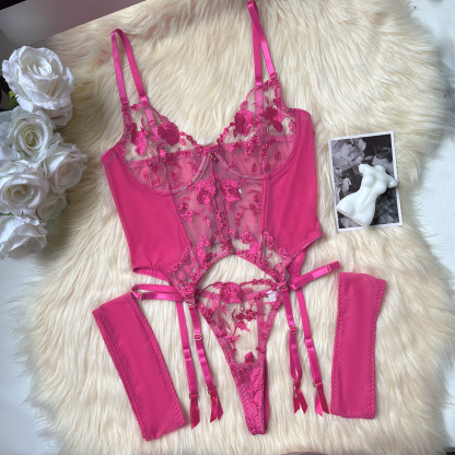 Popular Embroidered Mesh Bra Set