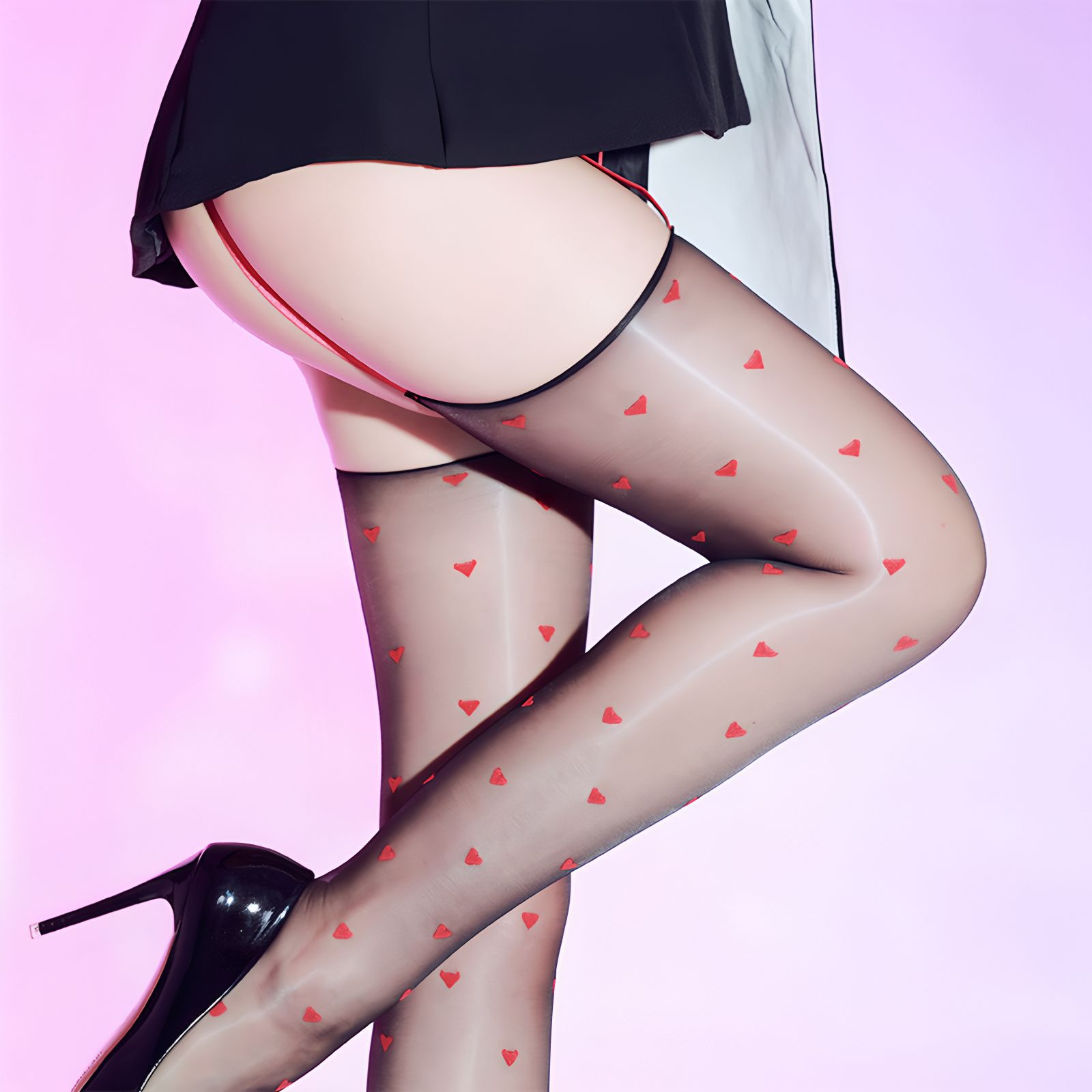 Aurora Heart Polka Dot Garter Stockings