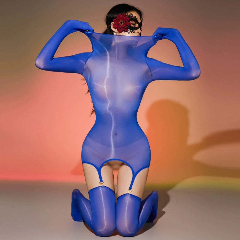 Shiny full body stockings one-piece garter stockings seamless sexy