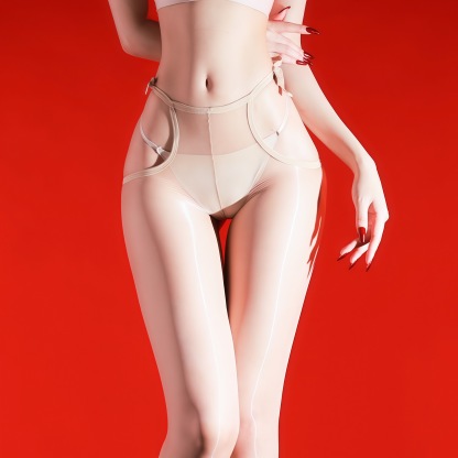 Aurora open-crotch lace-up bikini-style pantyhose