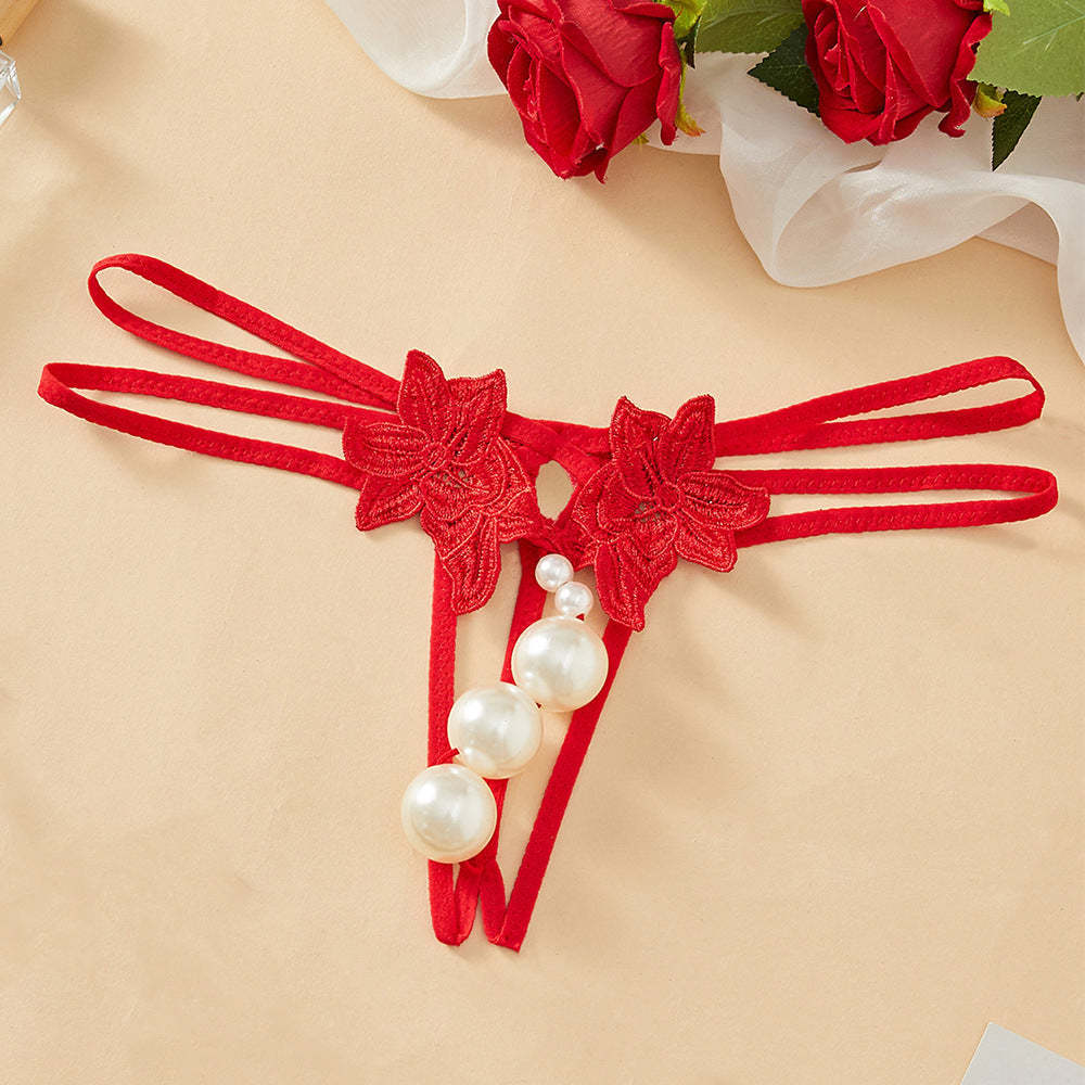 Pearl Play embroidered thong