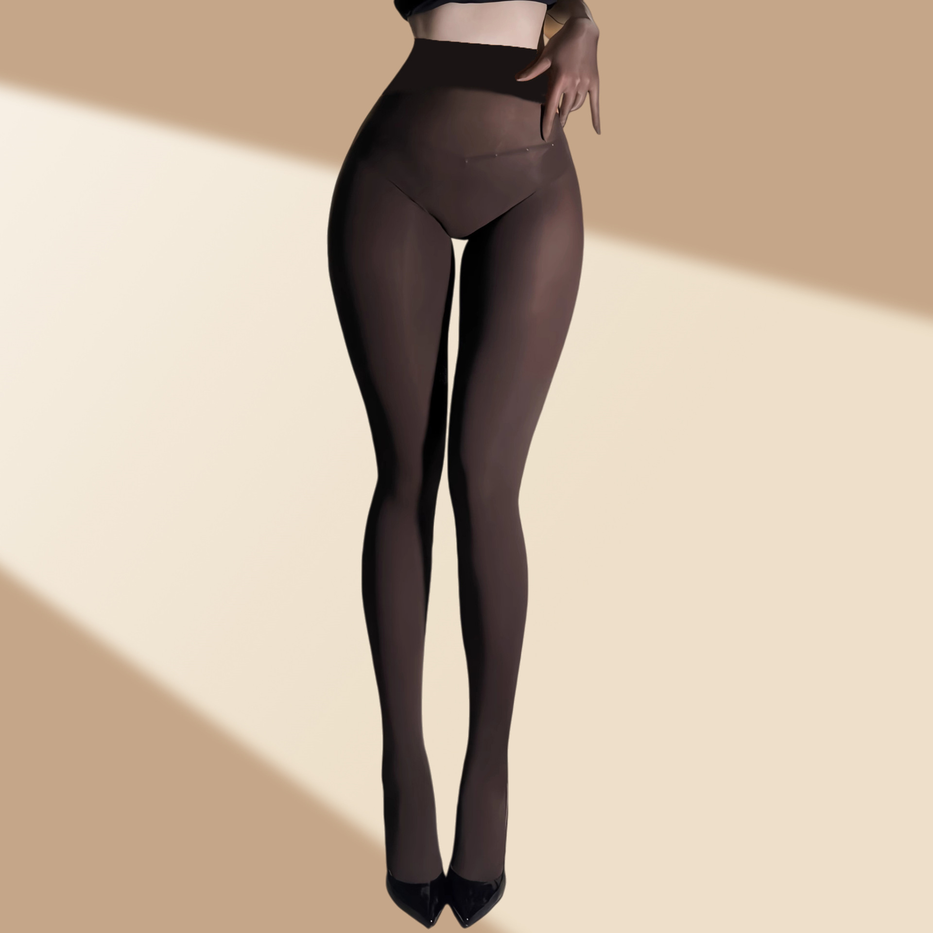 Seamless Black Velvet Silky Pantyhose 