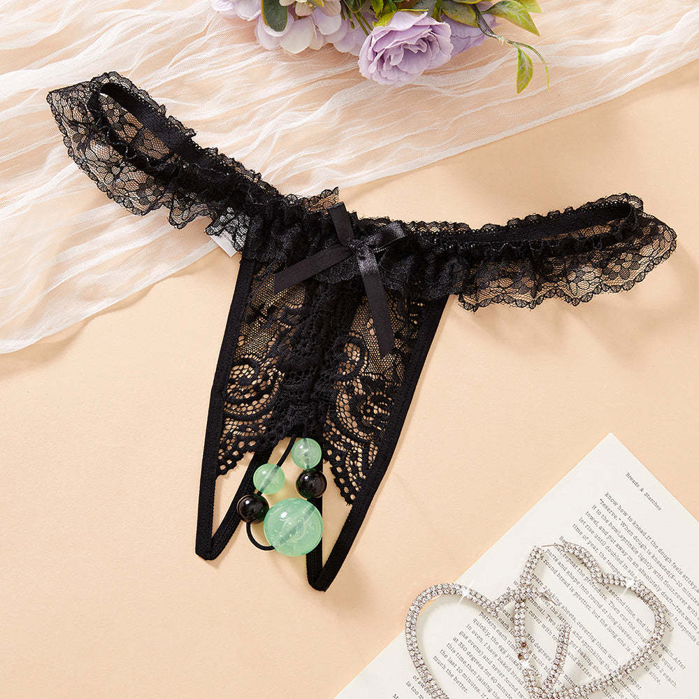 Glow-in-the-Dark Pearl Lace Thong – Sensual Massage & Sheer Temptation