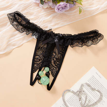 Glow-in-the-Dark Pearl Lace Thong – Sensual Massage & Sheer Temptation