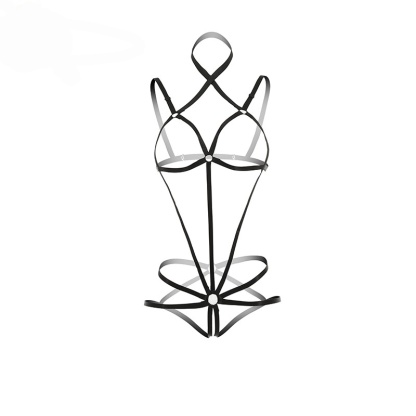 Slim-fitting long-sleeved sexy open-crotch leopard print bodysuit