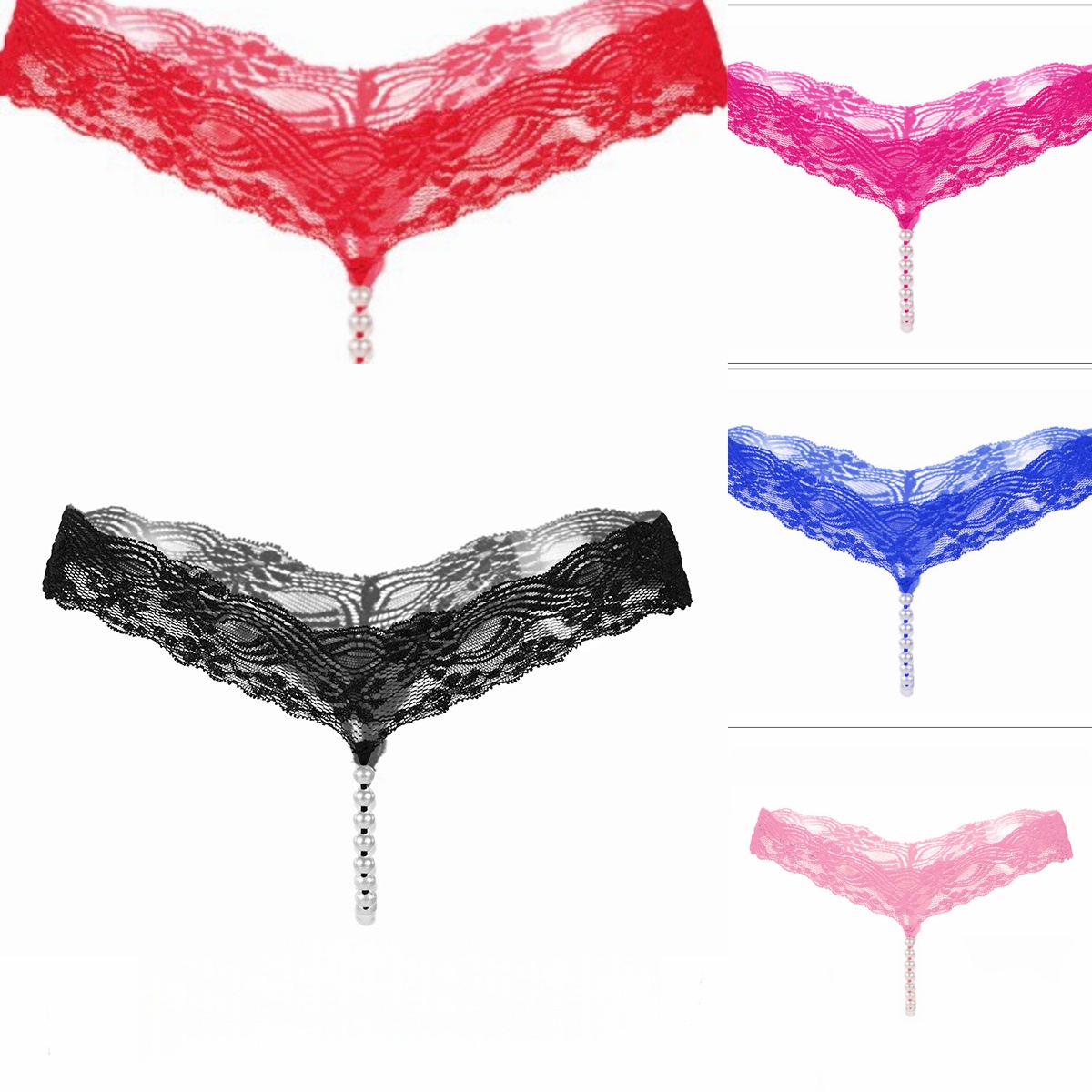 Transparent seamless pearl thong