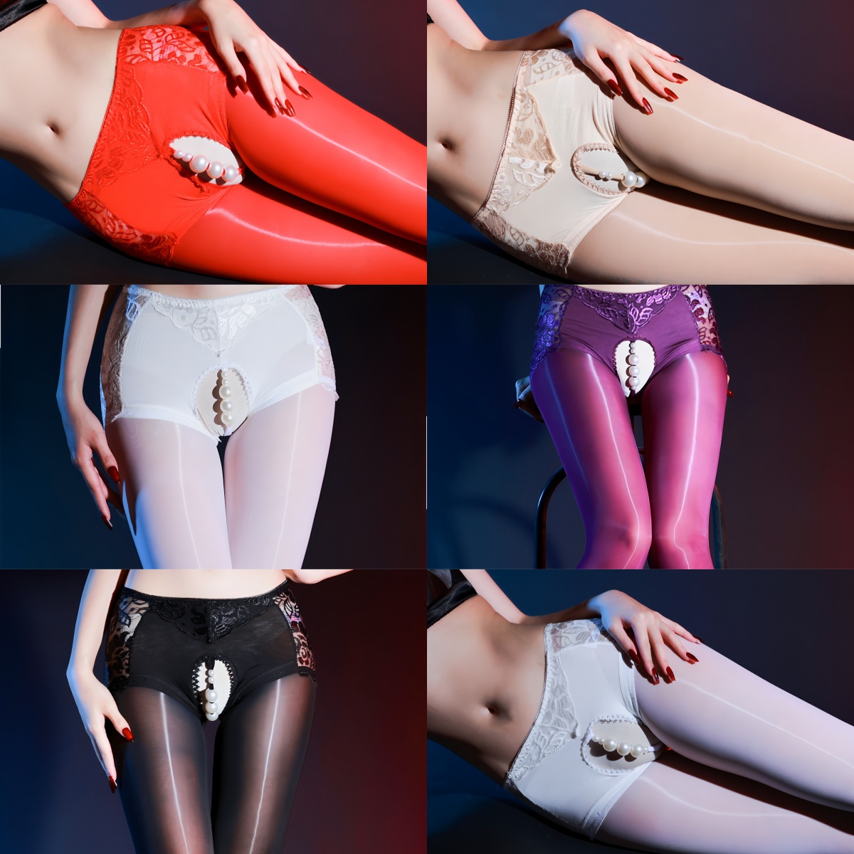 Love Like a Tide: Shimmering Pearl Open Crotch Pantyhose