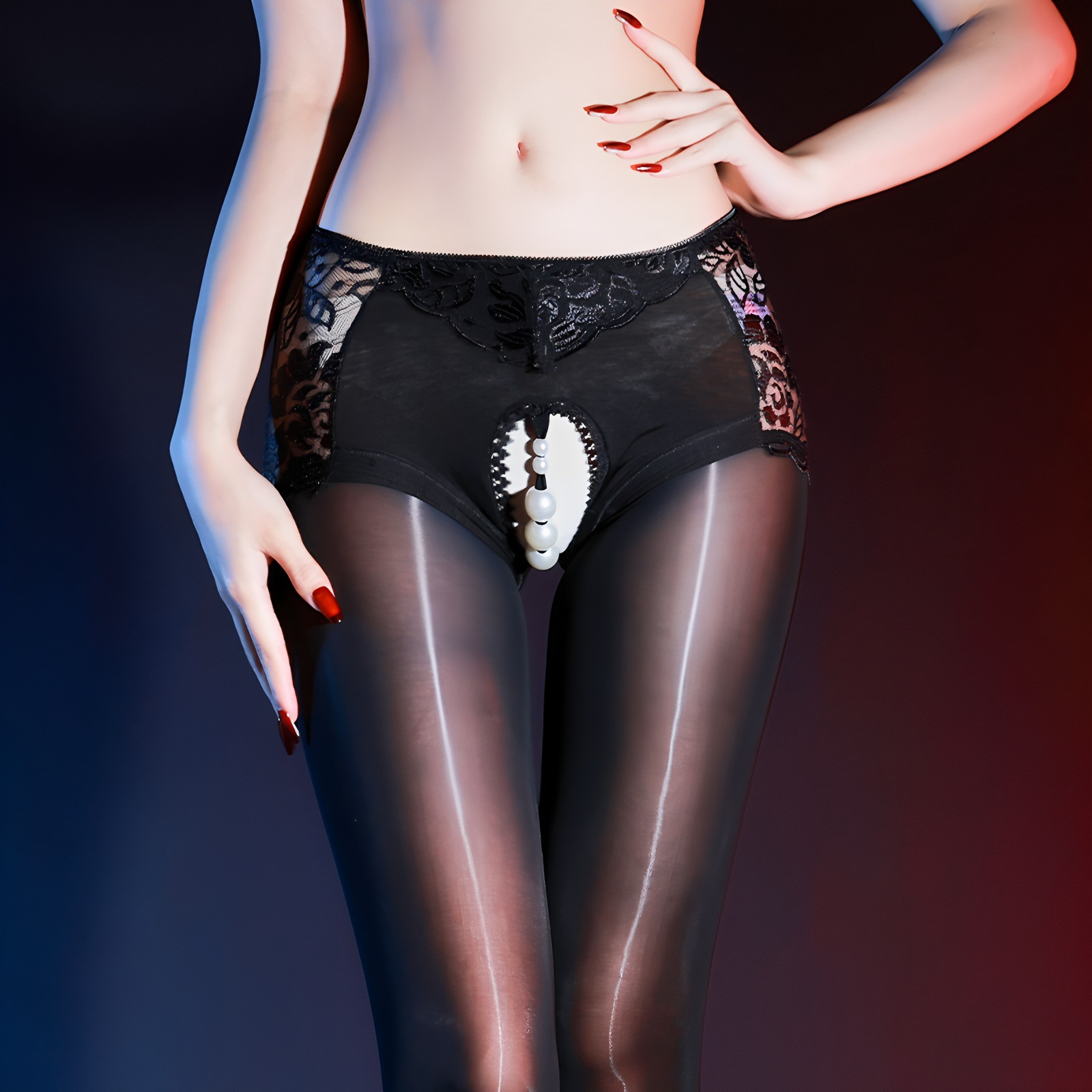 Love Like a Tide: Shimmering Pearl Open Crotch Pantyhose