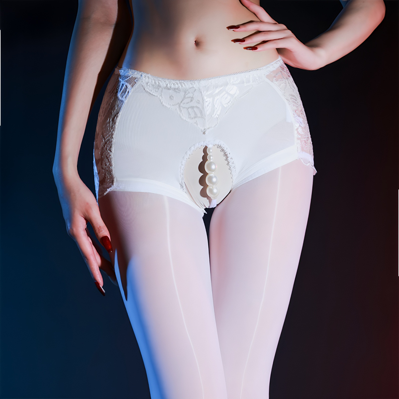 Love Like a Tide: Shimmering Pearl Open Crotch Pantyhose