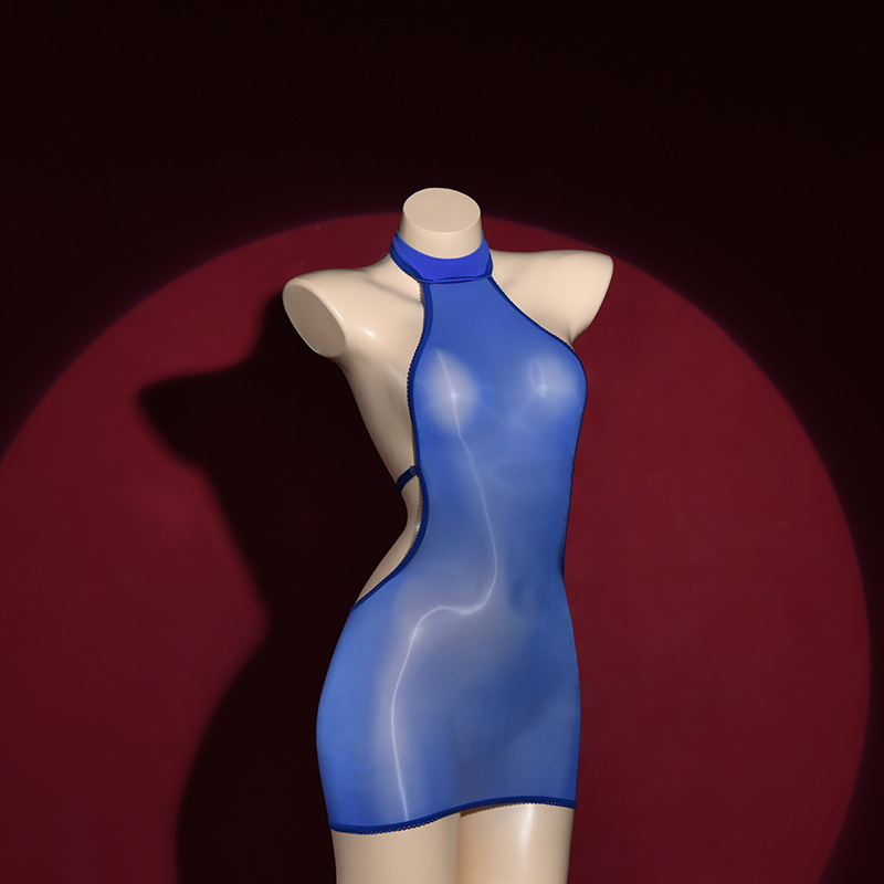 Glossy Halter Neck Bodycon Mini Dress