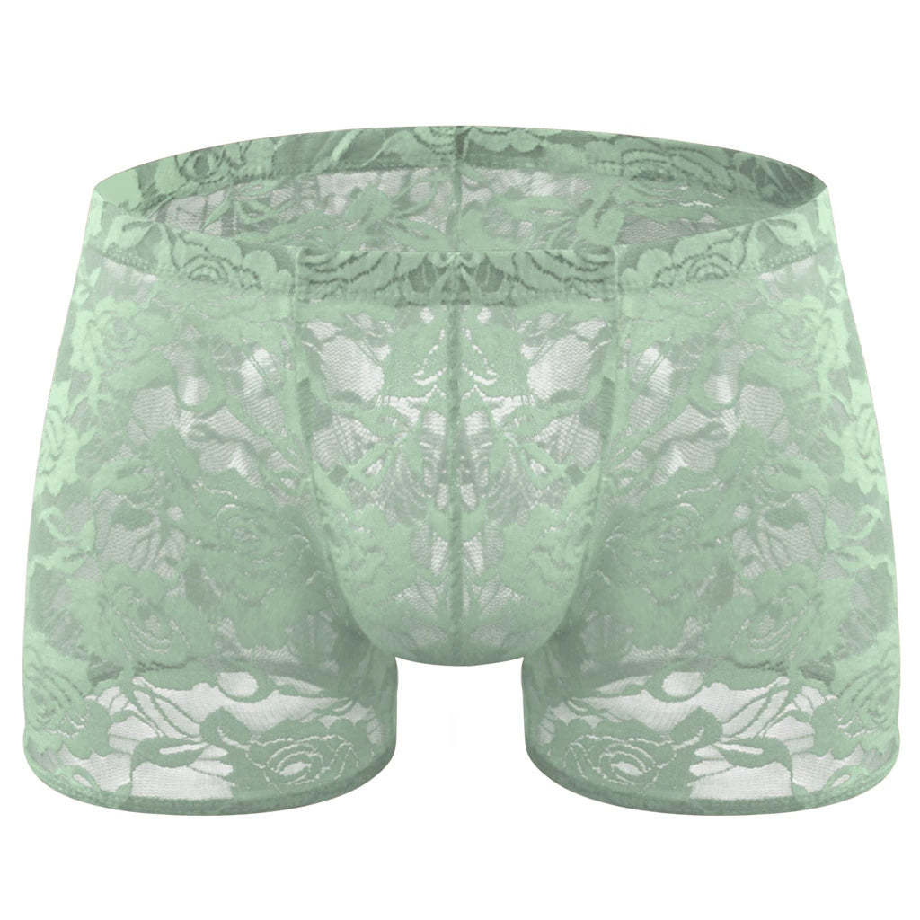 Rose lace transparent mesh panties