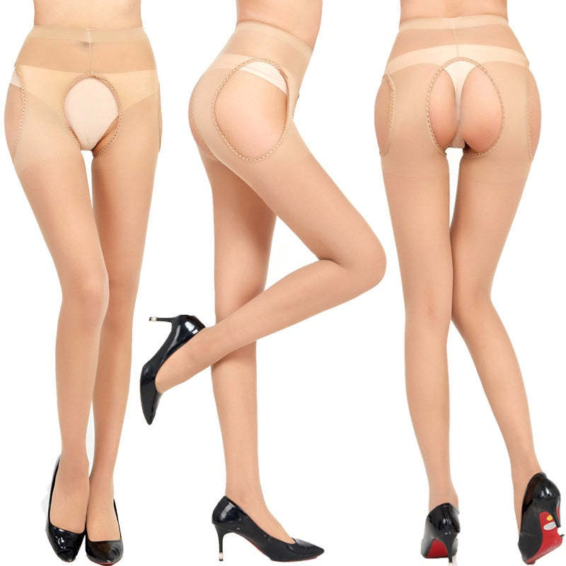 High elastic crotchless pantyhose