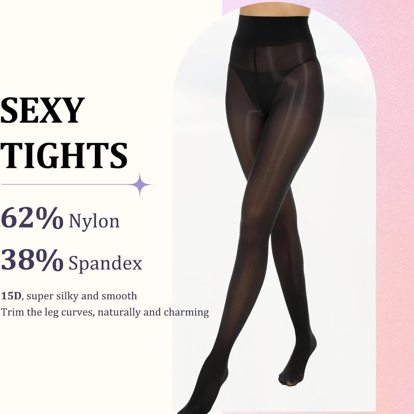 15D Glossy High-Waist Sheer Pantyhose