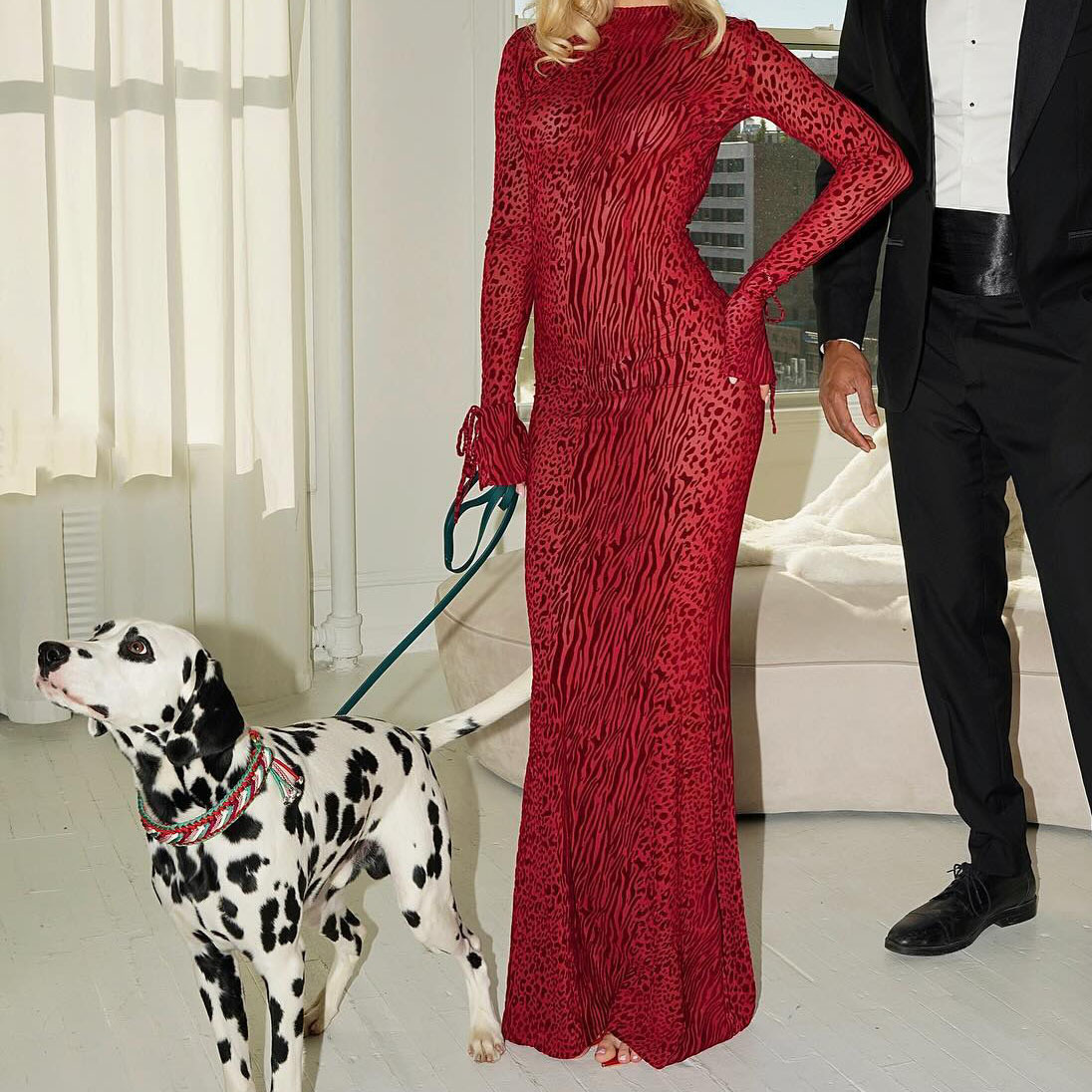 Sexy Backless Leopard Mesh Long Fishtail Dress