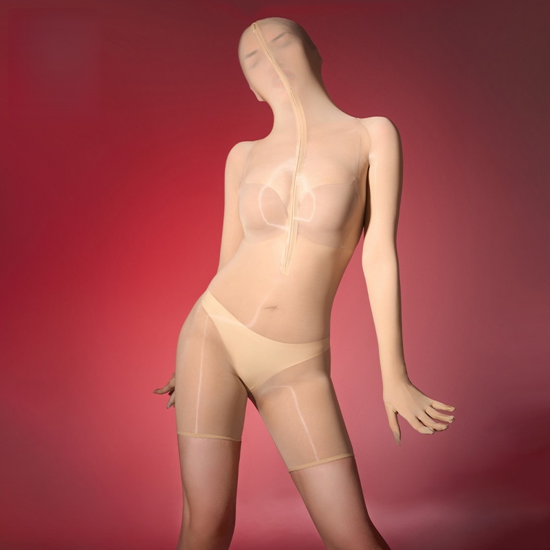 Glossy Zip-Front Hooded Bodysuit