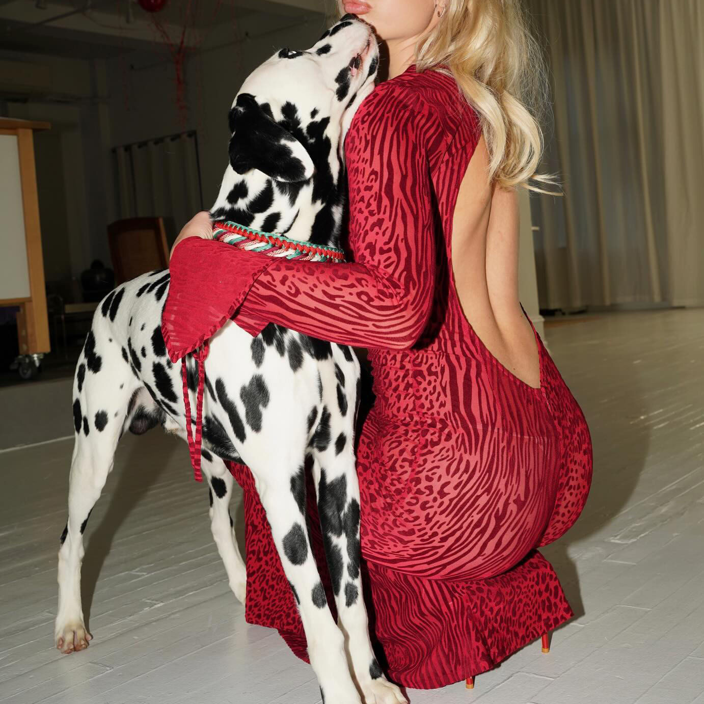 Sexy Backless Leopard Mesh Long Fishtail Dress