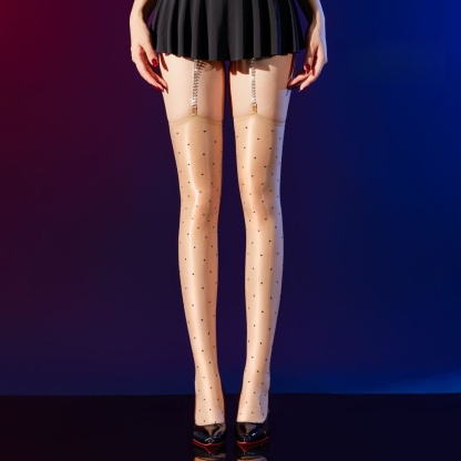 Glossy Diamond-Chain Garter Stockings Set 