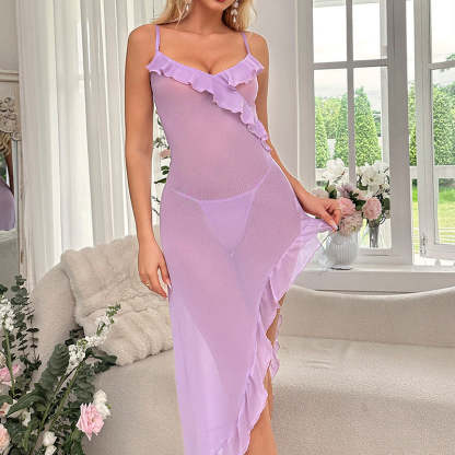 New multi-color sexy mesh see-through pajamas sexy lingerie suspenders nightdress