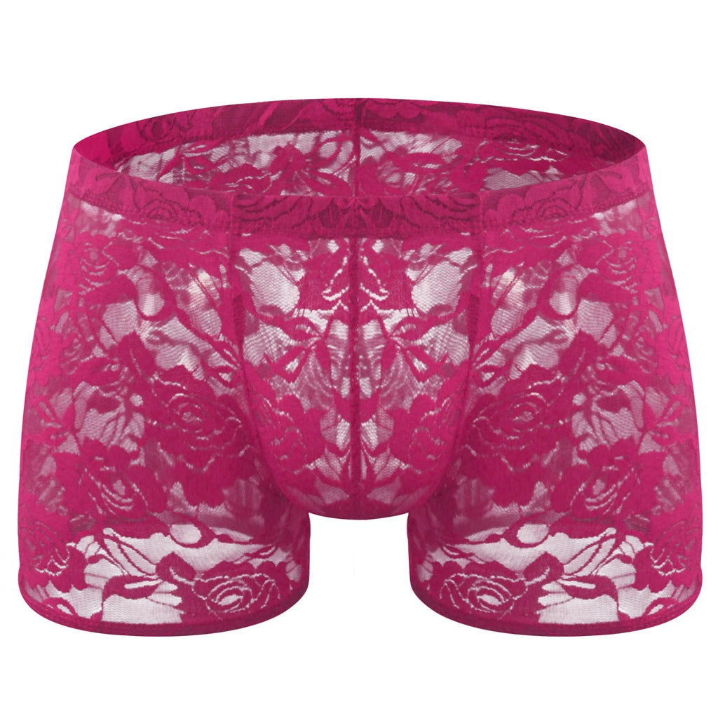 Rose lace transparent mesh panties