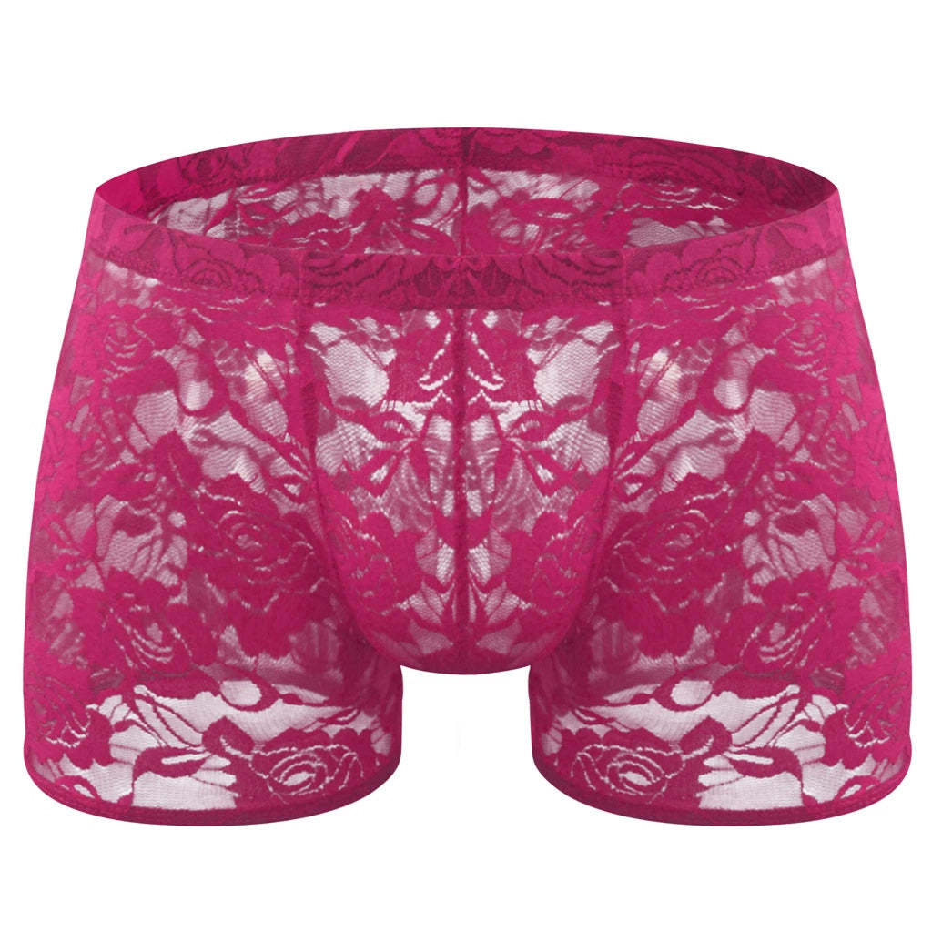 Rose lace transparent mesh panties